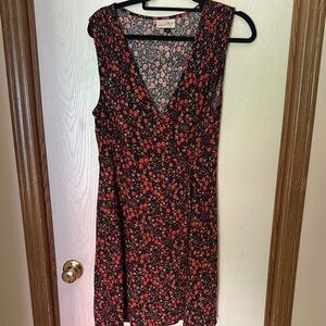 Universal Thread Black and Red Floral Midi Dress